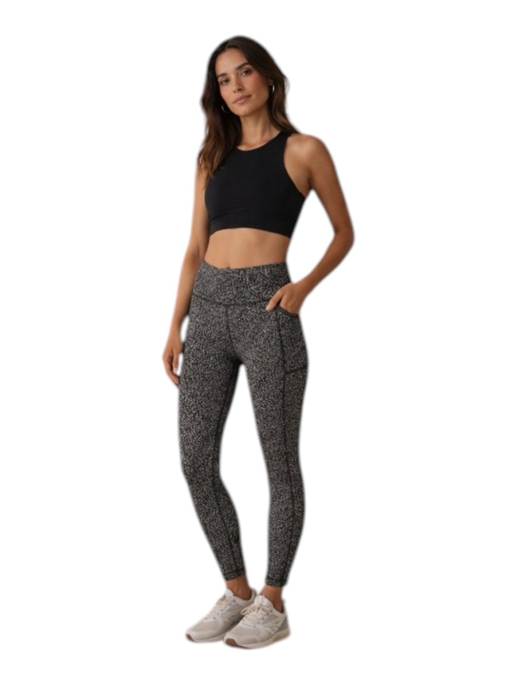Athleta Ultimate Stash 7/8 Tight Leggings Black White Textured Size S